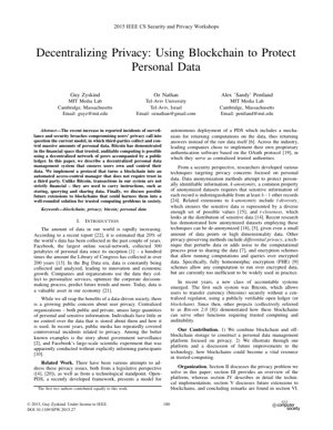 PDF文档封面 - 去中心化隐私：基于区块链的个人数据所有权与控制框架
