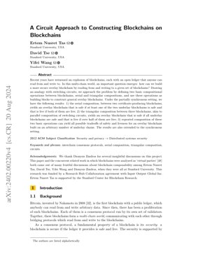 Copertina documento PDF - Un Approccio a Circuito per la Costruzione di Blockchain su Blockchain: Analisi e Approfondimenti