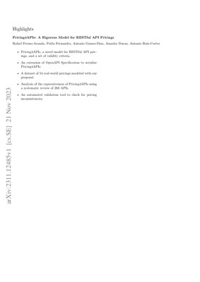 PDF Document Cover - Pricing4APIs: A Comprehensive Framework for Modeling and Validating RESTful API Pricing Plans