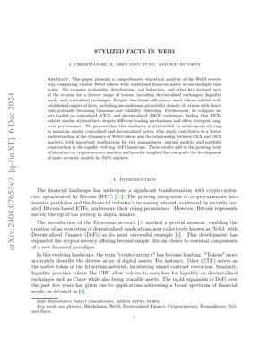 Copertina documento PDF - Fatti Stilizzati nel Web3: Un'Analisi Statistica dei Rendimenti dei Token e delle Dinamiche di Mercato